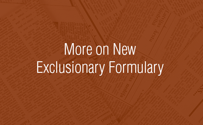OBON Posts More on New Exclusionary Formulary
